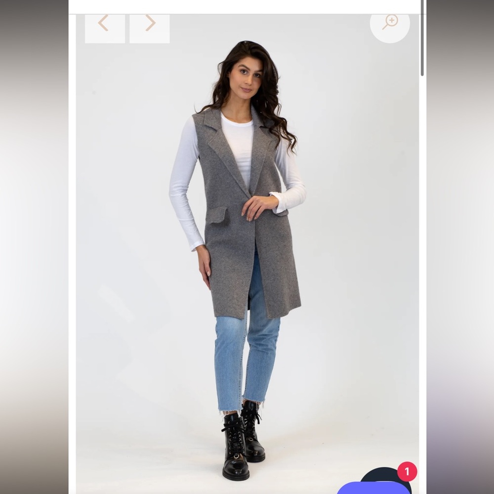 Veronique Knit Vest w/ Button | Dark Grey - Never Worn